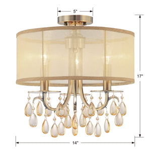 Crystorama - 5623-AB_CEILING - Three Light Semi Flush Mount - Hampton - Antique Brass