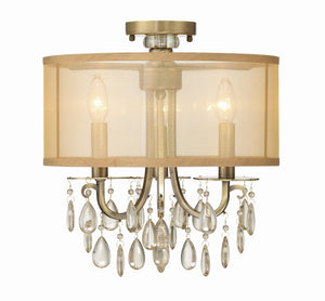 Crystorama - 5623-AB_CEILING - Three Light Semi Flush Mount - Hampton - Antique Brass