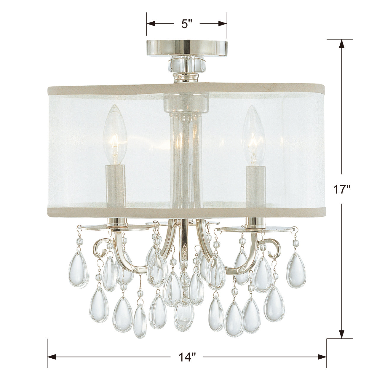 Crystorama - 5623-CH_CEILING - Three Light Semi Flush Mount - Hampton - Polished Chrome