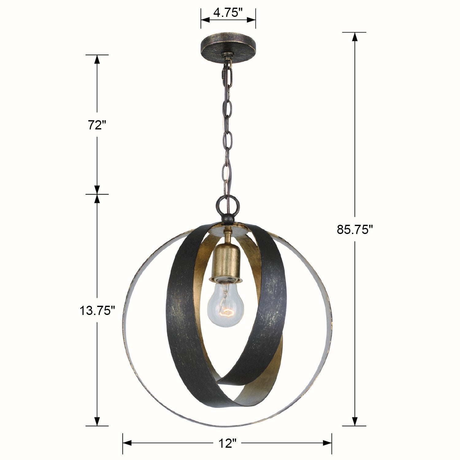 Crystorama - 580-EB-GA - One Light Mini Chandelier - Luna - English Bronze / Antique Gold