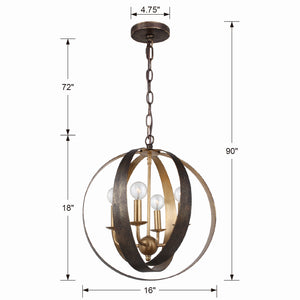 Crystorama - 584-EB-GA - Four Light Mini Chandelier - Luna - English Bronze / Antique Gold