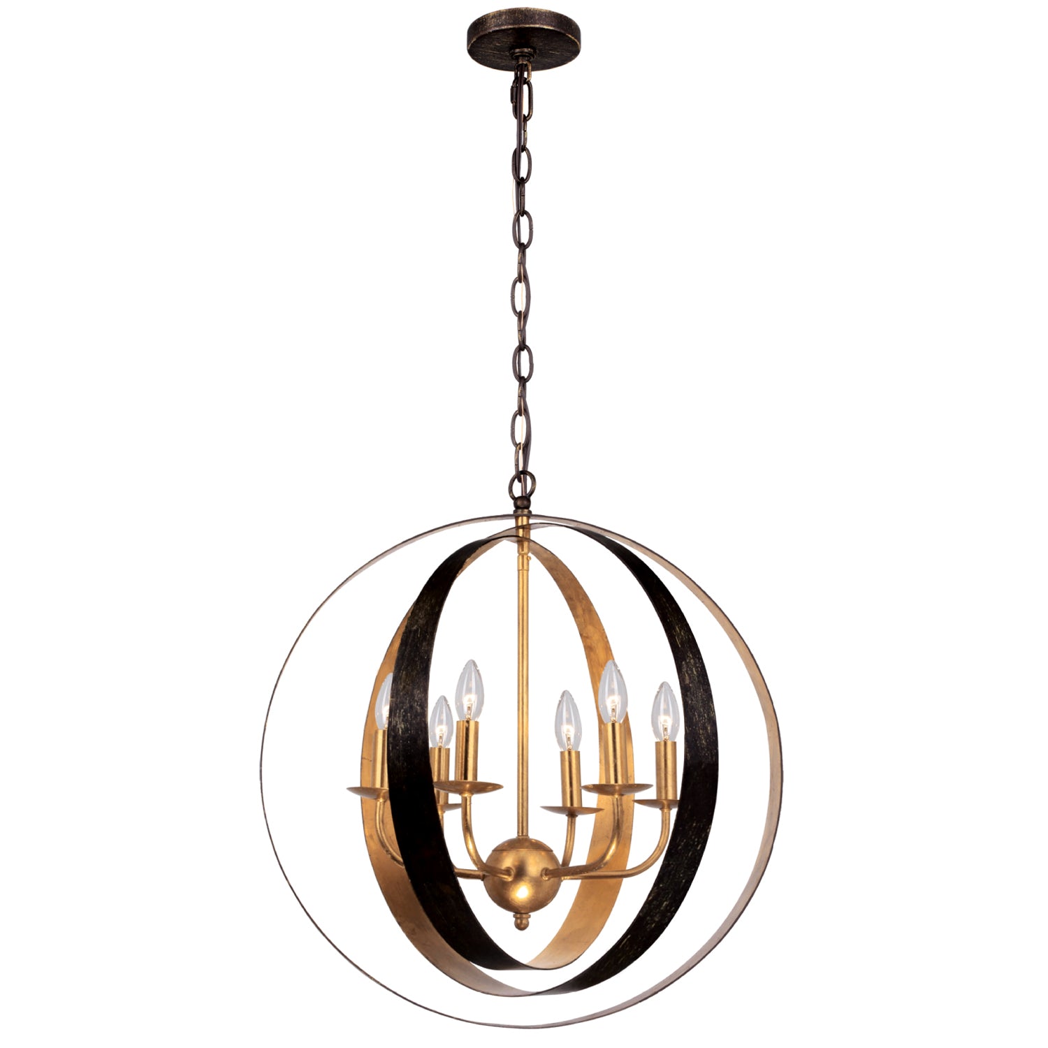 Crystorama - 585-EB-GA - Six Light Chandelier - Luna - English Bronze / Antique Gold