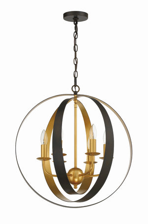 Crystorama - 585-EB-GA - Six Light Chandelier - Luna - English Bronze / Antique Gold