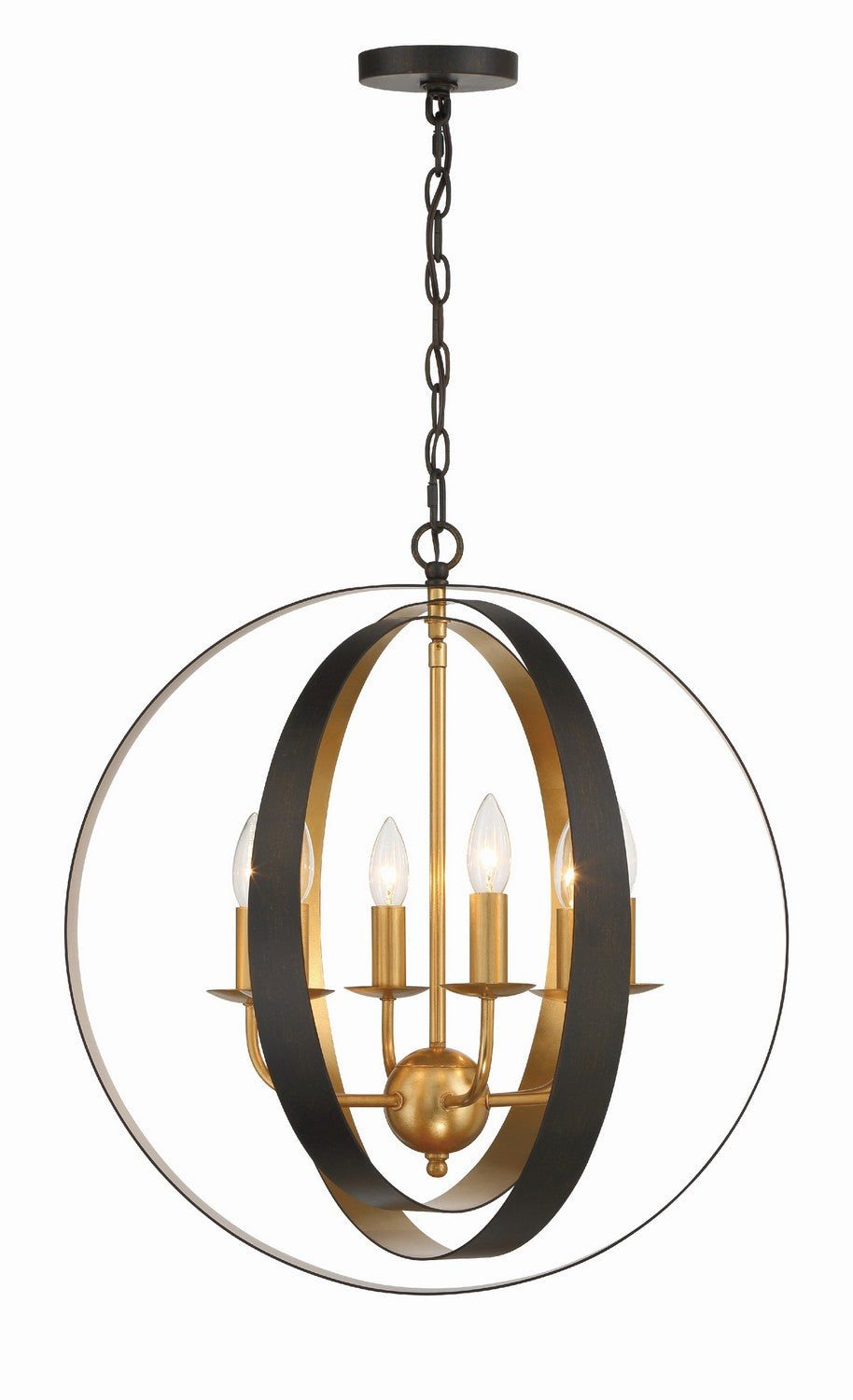 Crystorama - 585-EB-GA - Six Light Chandelier - Luna - English Bronze / Antique Gold