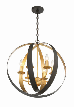 Crystorama - 585-EB-GA - Six Light Chandelier - Luna - English Bronze / Antique Gold