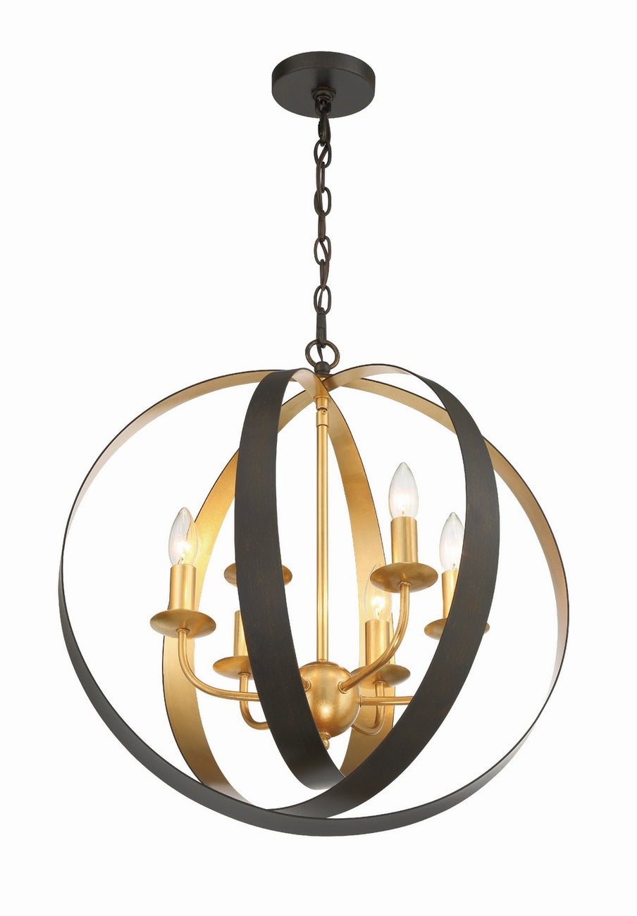Crystorama - 585-EB-GA - Six Light Chandelier - Luna - English Bronze + Antique Gold