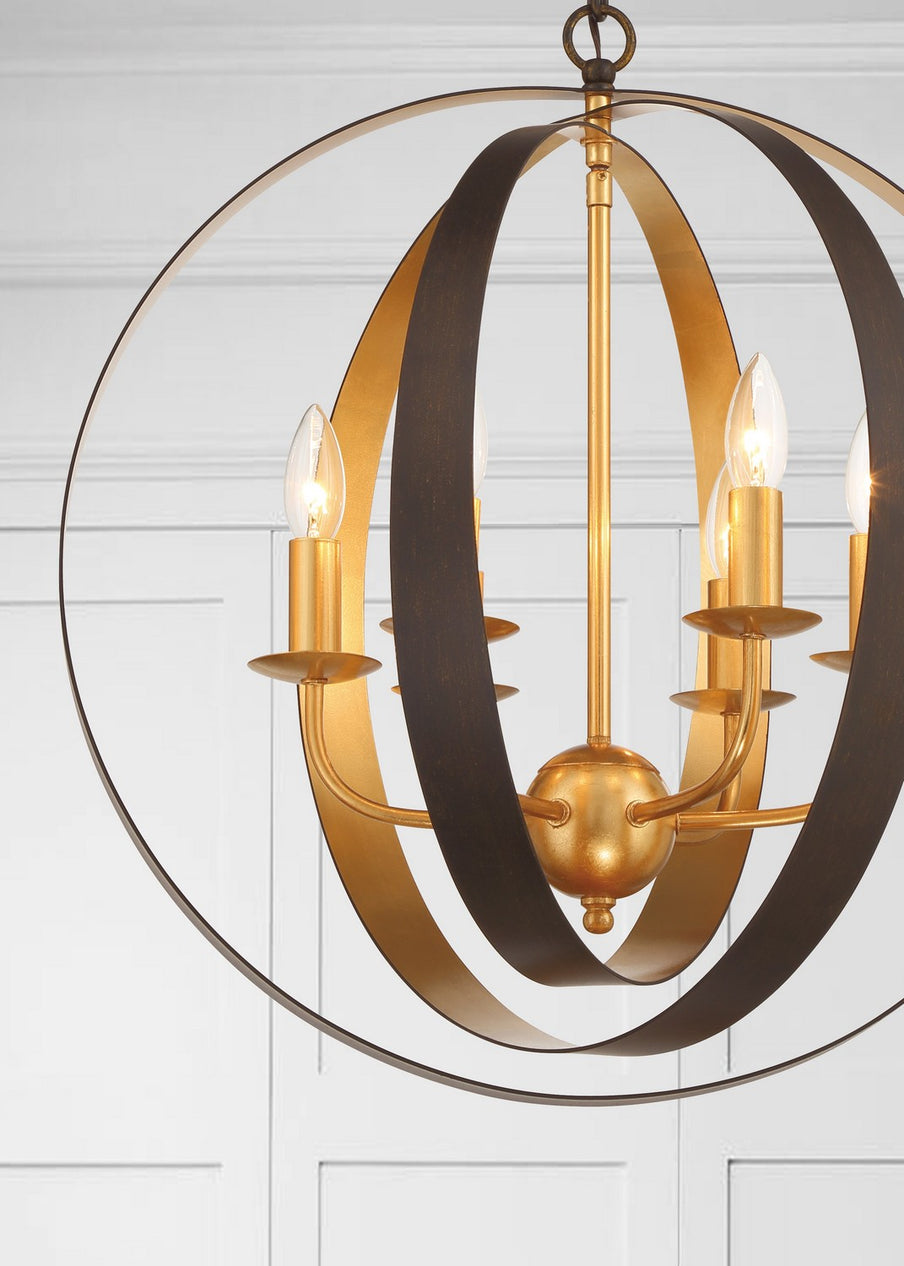 Crystorama - 585-EB-GA - Six Light Chandelier - Luna - English Bronze + Antique Gold