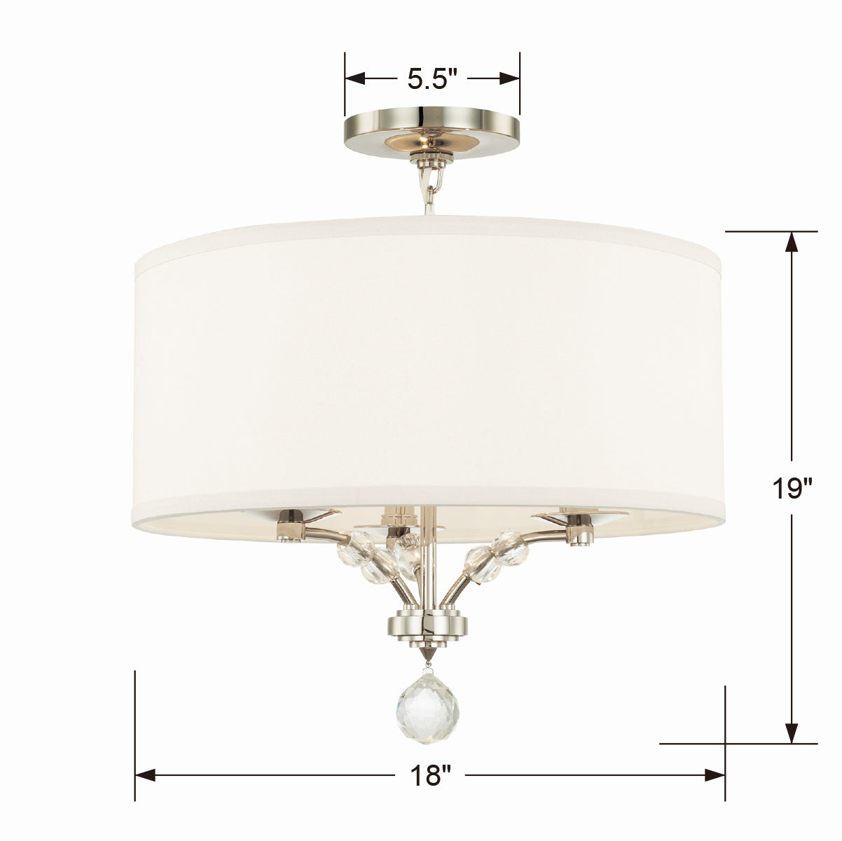 Crystorama - 8005-PN_CEILING - Three Light Semi Flush Mount - Mirage - Polished Nickel