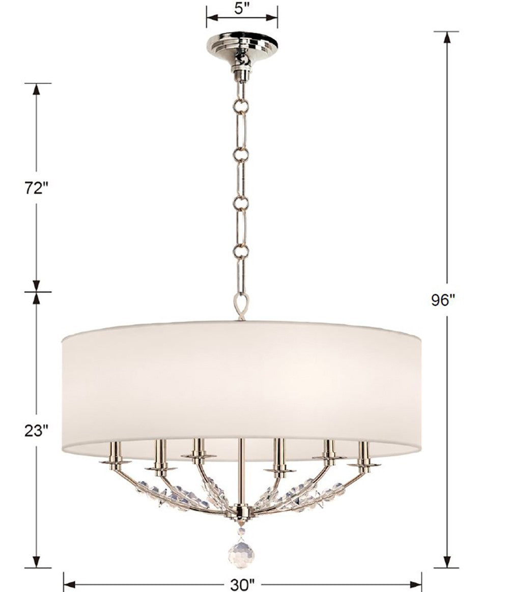 Crystorama - 8006-PN - Six Light Chandelier - Mirage - Polished Nickel