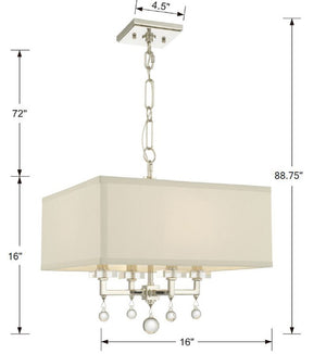 Crystorama - 8105-PN - Four Light Chandelier - Paxton - Polished Nickel