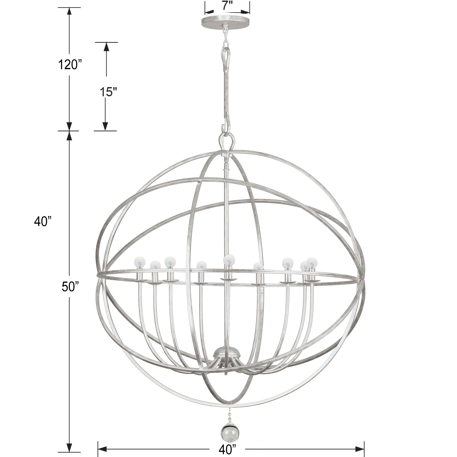 Crystorama - 9229-OS - Nine Light Chandelier - Solaris - Olde Silver