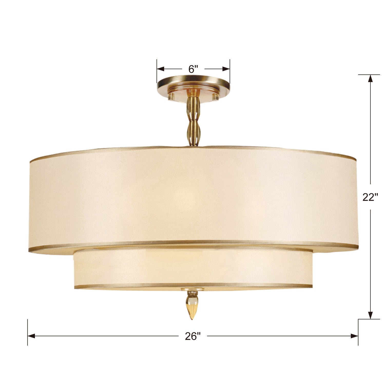 Crystorama - 9507-AB_CEILING - Five Light Semi Flush Mount - Luxo - Antique Brass