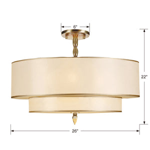 Crystorama - 9507-AB_CEILING - Five Light Semi Flush Mount - Luxo - Antique Brass