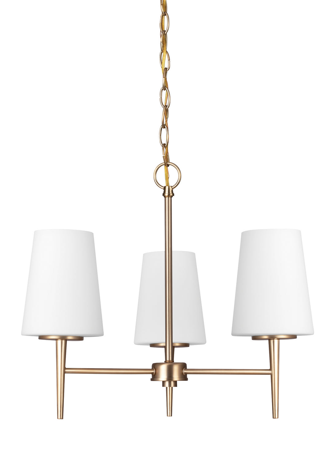 Generation Lighting. - 3140403-848 - Three Light Chandelier - Driscoll - Satin Brass