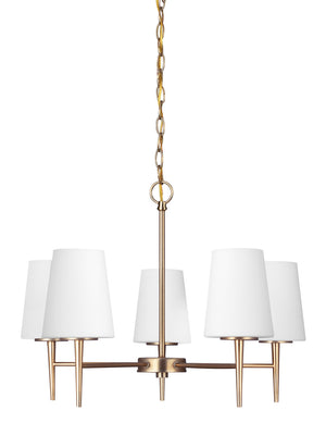 Generation Lighting. - 3140405-848 - Five Light Chandelier - Driscoll - Satin Brass