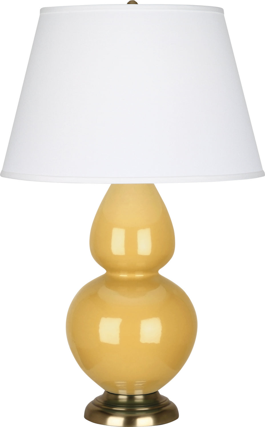 Robert Abbey - SU20X - One Light Table Lamp - Double Gourd - Sunset Yellow Glazed Ceramic w/Antique Natural Brass