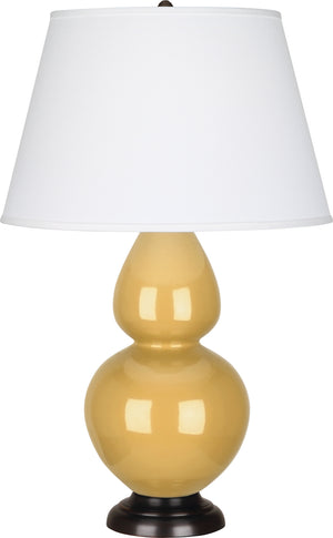 Robert Abbey - SU21X - One Light Table Lamp - Double Gourd - Sunset Yellow Glazed Ceramic w/Deep Patina Bronze