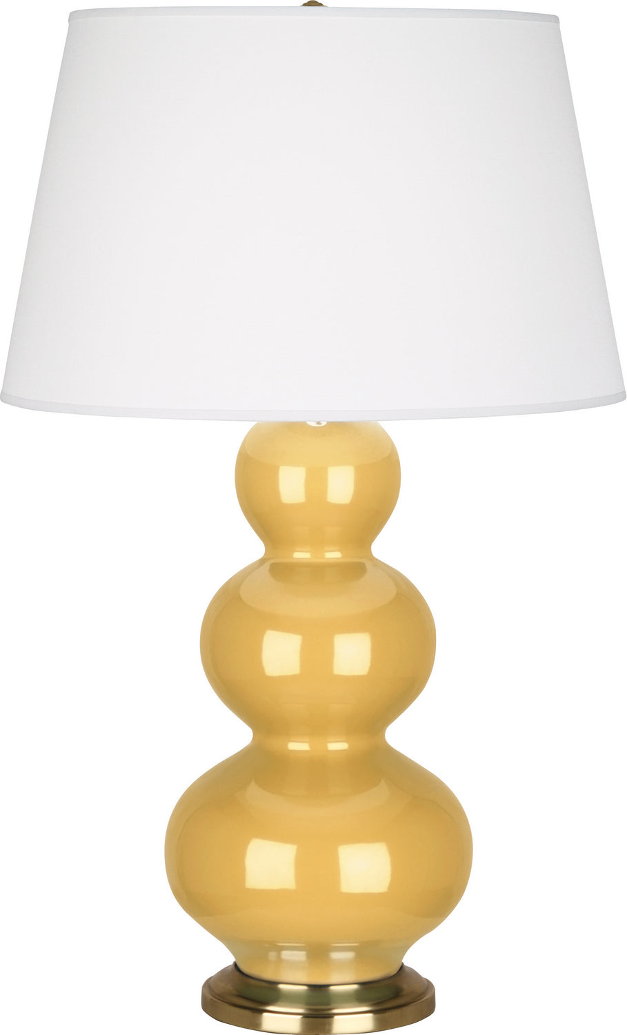 Robert Abbey - SU40X - One Light Table Lamp - Triple Gourd - Sunset Yellow Glazed Ceramic w/Antique Brass