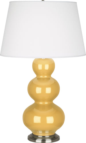 Robert Abbey - SU42X - One Light Table Lamp - Triple Gourd - Sunset Yellow Glazed Ceramic w/Antique Silver