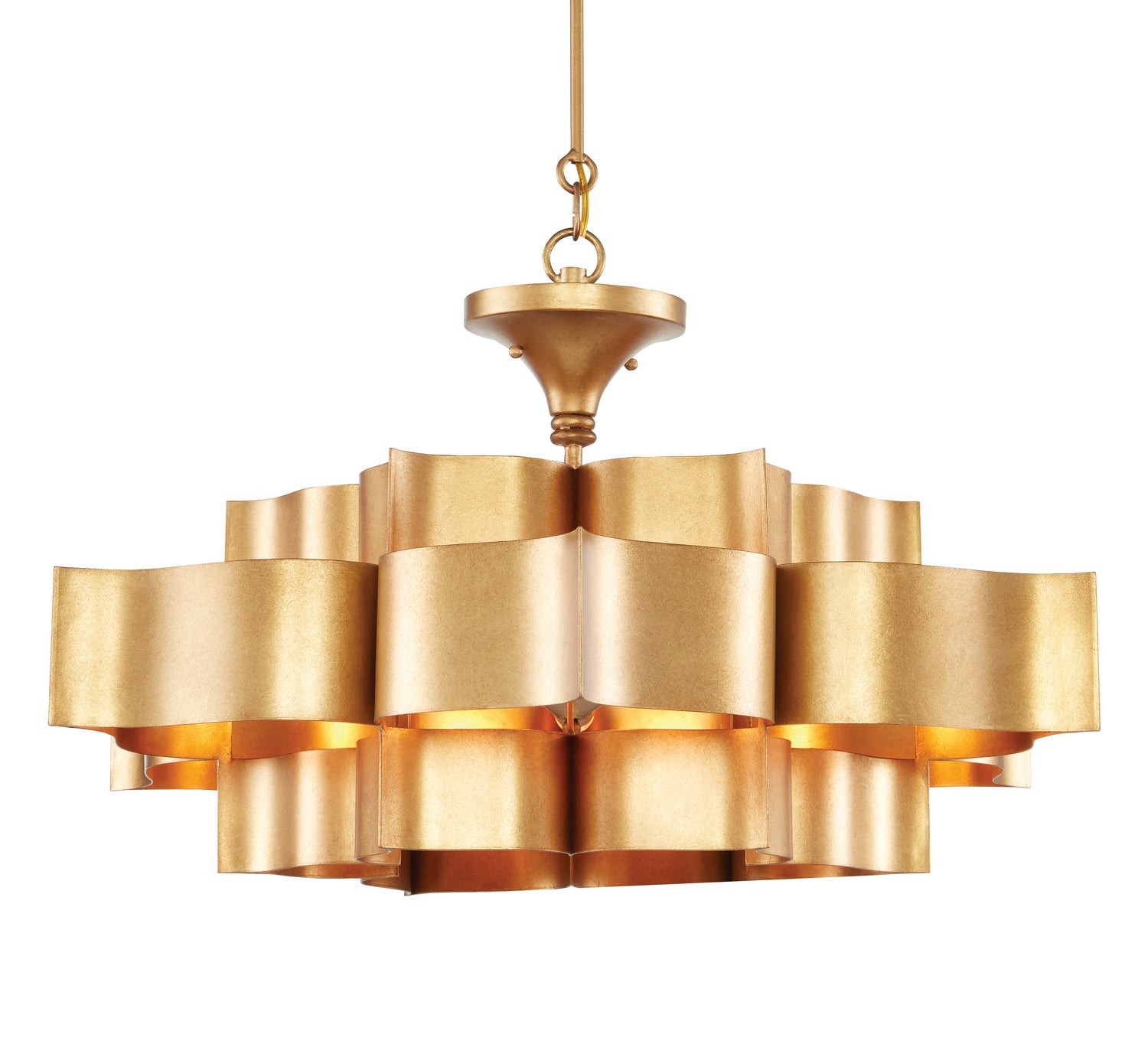 Currey and Company - 9494 - Six Light Chandelier - Grand - Antique Gold Leaf