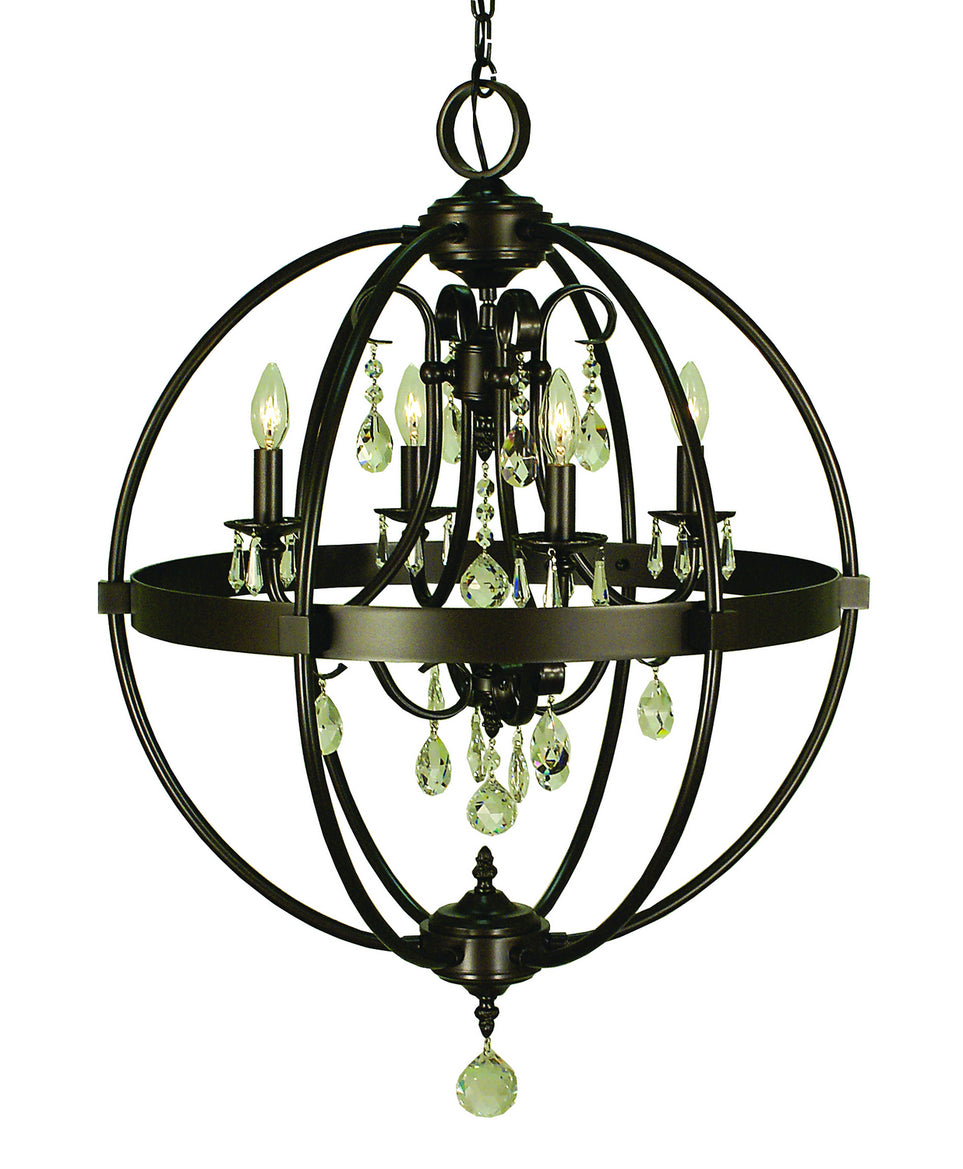 Framburg - 1064 MB - Four Light Chandelier - Compass - Mahogany Bronze