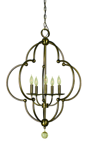 Framburg - 1162 AB - Five Light Chandelier - Quatrefoil - Antique Brass