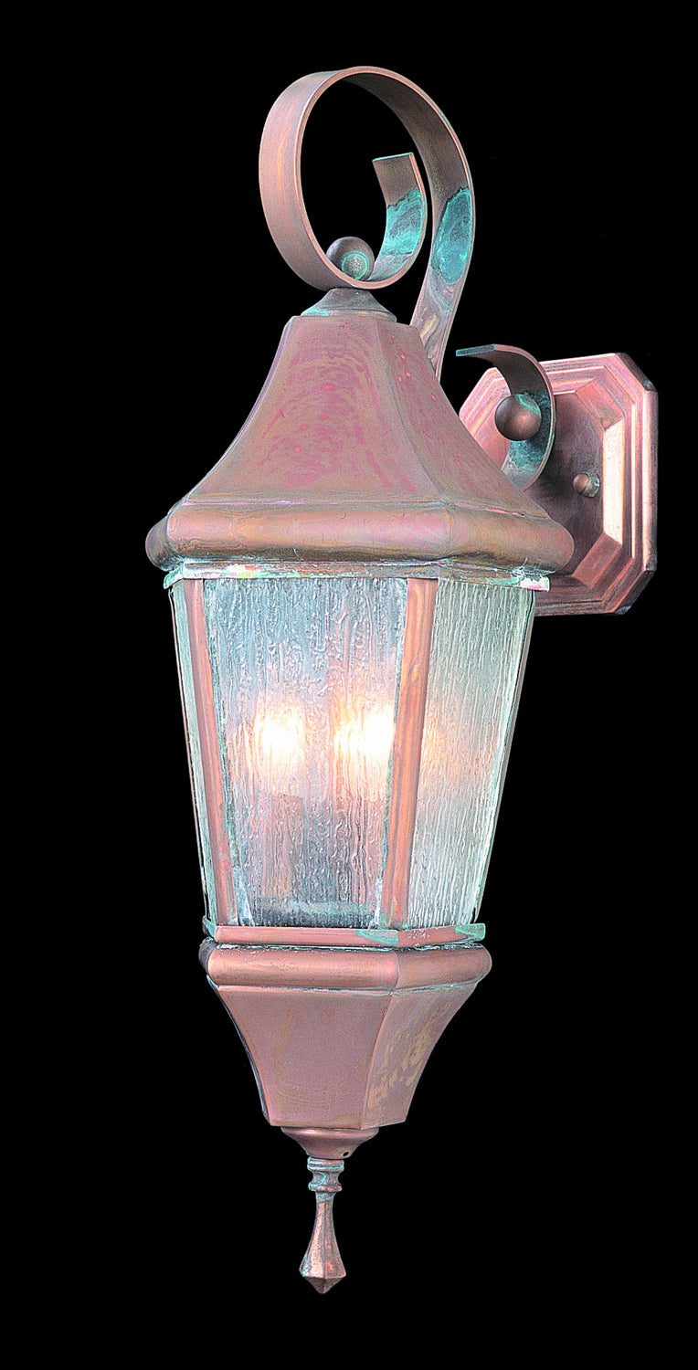 Framburg - 8740 RC/R - Three Light Exterior Wall Mount - Normandy - Raw Copper with Rain Glass