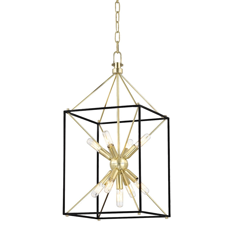Hudson Valley - 8912-AGB - Nine Light Lantern - Glendale - Aged Brass/Black