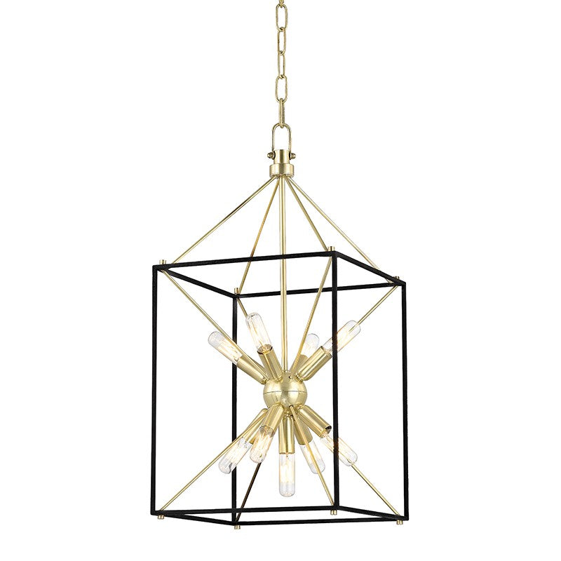 Hudson Valley - 8912-AGB - Nine Light Pendant - Glendale - Aged Brass/Black