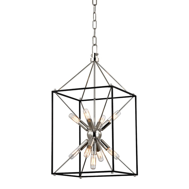 Hudson Valley - 8912-PN - Nine Light Pendant - Glendale - Polished Nickel/Black