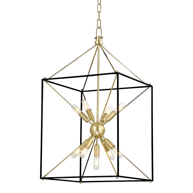 Hudson Valley - 8916-AGB - Nine Light Lantern - Glendale - Aged Brass/Black