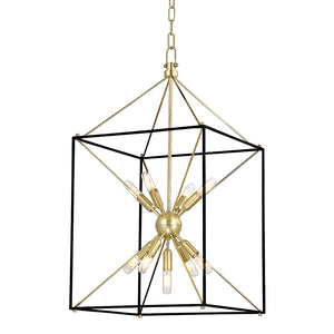 Hudson Valley - 8916-AGB - Nine Light Lantern - Glendale - Aged Brass/Black