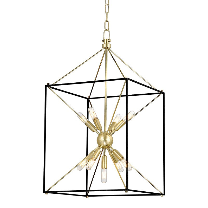 Hudson Valley - 8916-AGB - Nine Light Pendant - Glendale - Aged Brass/Black