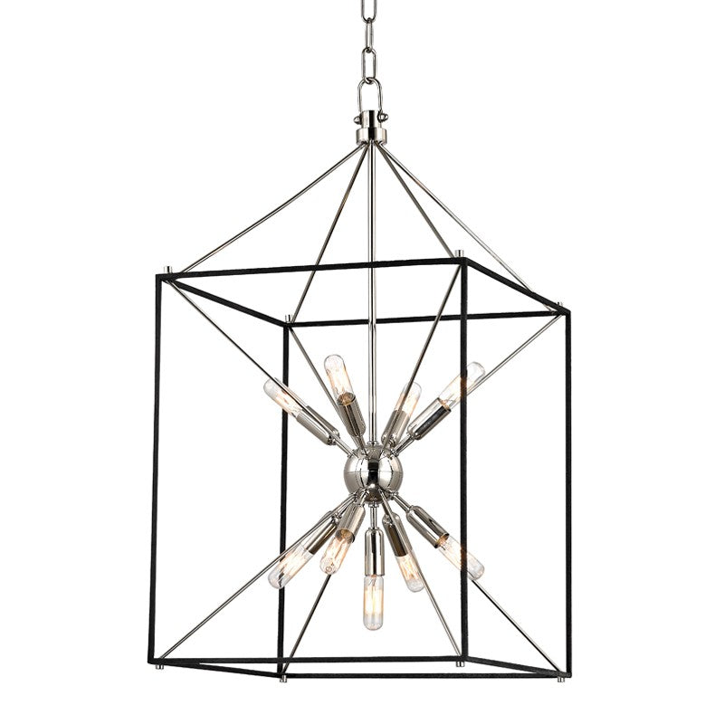 Hudson Valley - 8916-PN - Nine Light Pendant - Glendale - Polished Nickel/Black