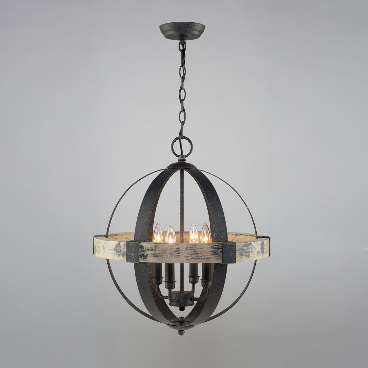 Artcraft - AC10015 - Four Light Chandelier - Castello - Distressed wood and black