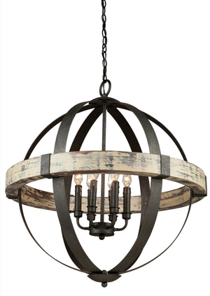 Artcraft - AC10016 - Six Light Chandelier - Castello - Distressed wood and black