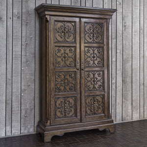 Ambella Home - 02184-260-001 - Armoire - Madrid - Medium Brown Distressed/Gold