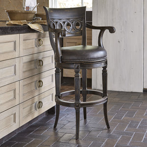 Ambella Home - 20104-510-001 - Swivel Barstool - Rochelle - Hand Rubbed Ebony