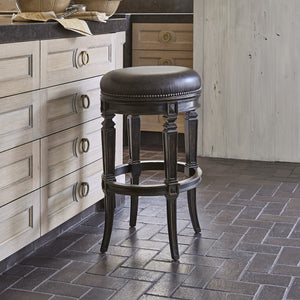 Ambella Home - 20104-518-001 - Swivel Barstool - Rochelle - Hand Rubbed Ebony