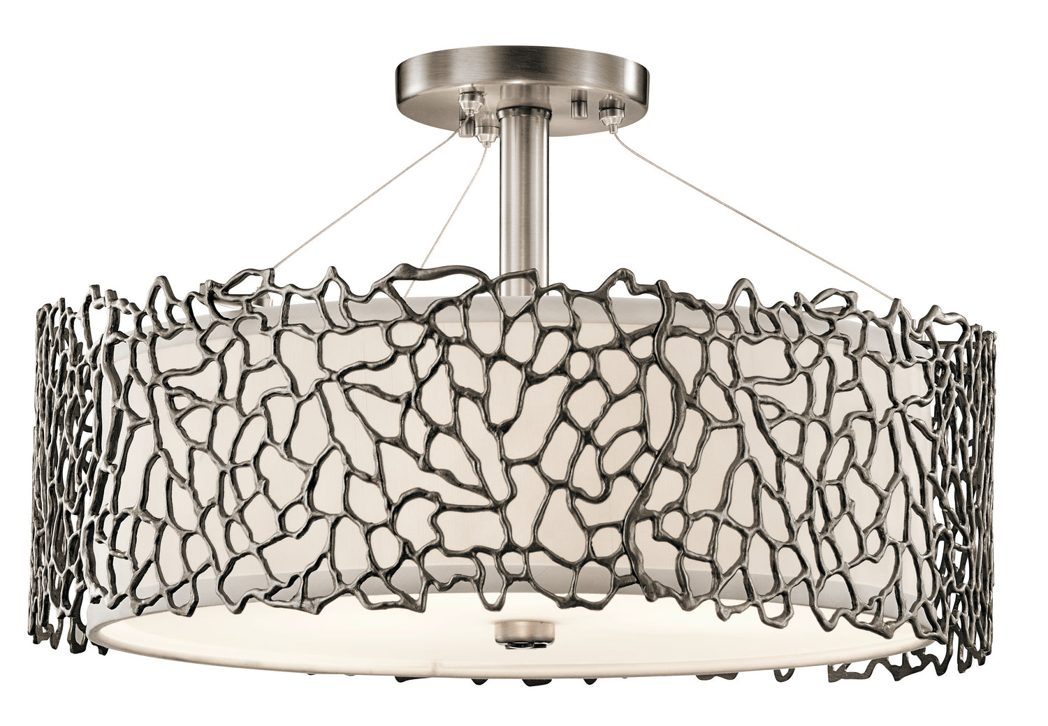 Kichler - 43346CLP - Three Light Pendant/Semi Flush Mount - Silver Coral - Classic Pewter