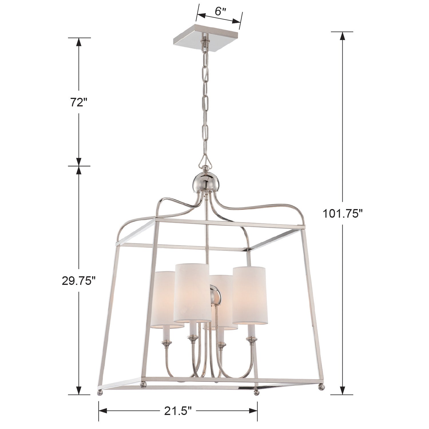 Crystorama - 2244-PN - Four Light Chandelier - Sylvan - Polished Nickel