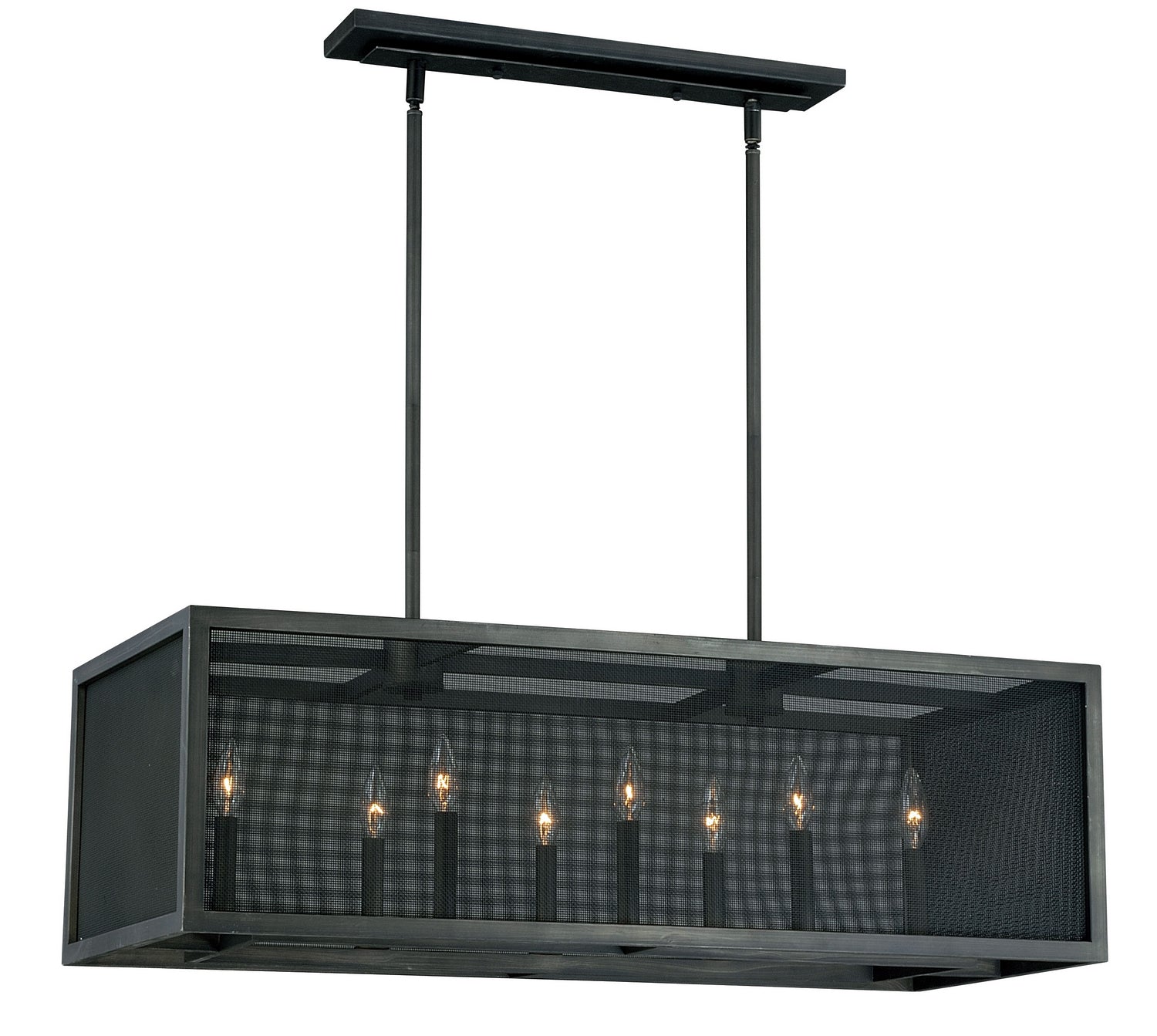 Vaxcel - P0105 - Eight Light Linear Chandelier - Wicker Park - Warm Pewter