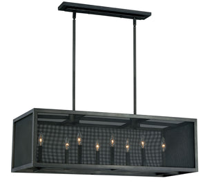 Vaxcel - P0105 - Eight Light Linear Chandelier - Wicker Park - Warm Pewter