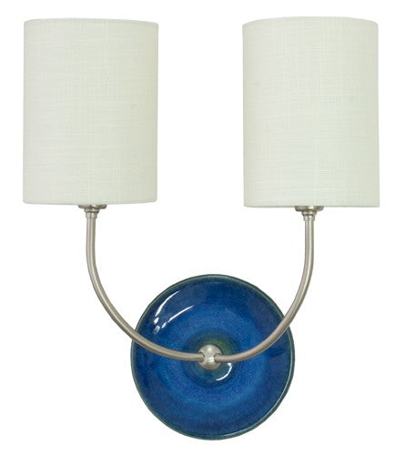 House of Troy - GS775-2-SNBG - Two Light Wall Lamp - Scatchard - Blue Gloss and Satin Nickel