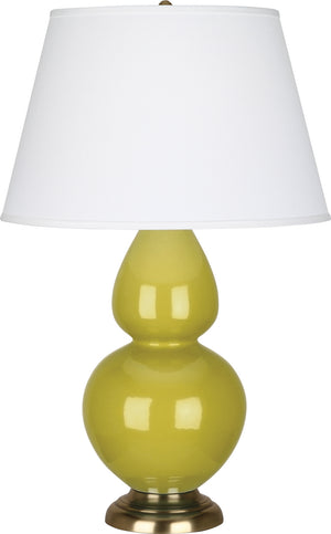 Robert Abbey - CI20X - One Light Table Lamp - Double Gourd - Citron Glazed Ceramic w/Antique Brass