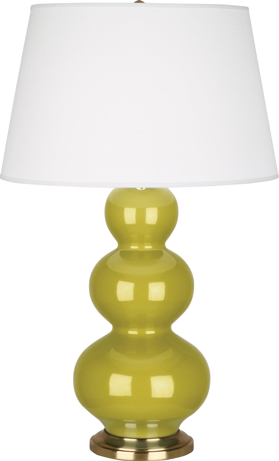 Robert Abbey - CI40X - One Light Table Lamp - Triple Gourd - Citron Glazed Ceramic w/Antique Natural Brass