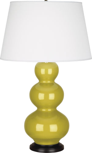 Robert Abbey - CI41X - One Light Table Lamp - Triple Gourd - Citron Glazed Ceramic w/Deep Patina Bronze