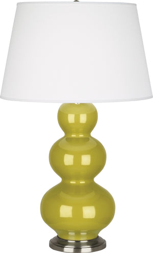 Robert Abbey - CI42X - One Light Table Lamp - Triple Gourd - Citron Glazed Ceramic w/Antique Silver