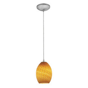 Access - 28023-1C-BS/AMBFB - One Light Pendant - Brandy FireBird - Brushed Steel