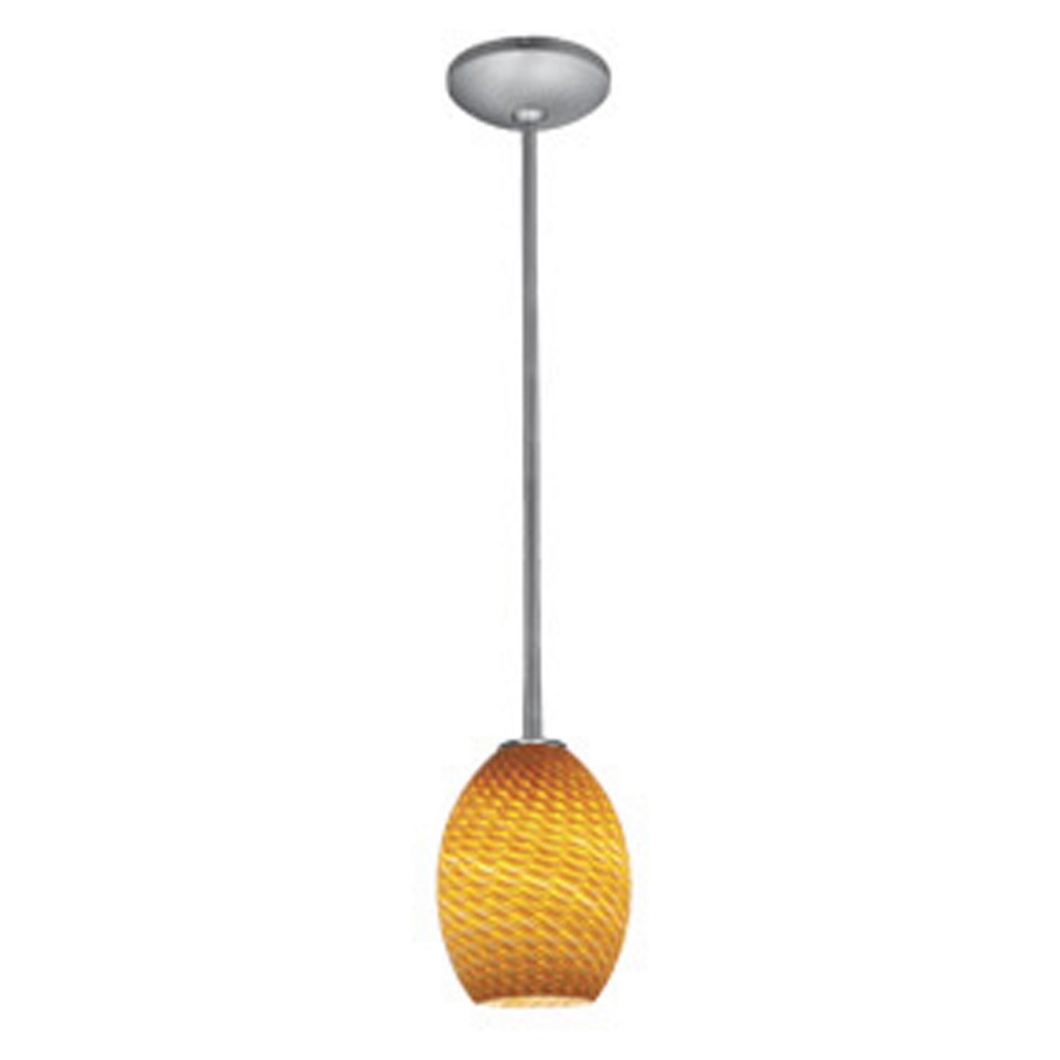 Access - 28023-1R-BS/AMBFB - One Light Pendant - Brandy FireBird - Brushed Steel